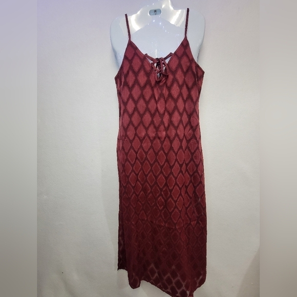 Band Of The Free Band of Gypsies Lila Merlot Midi Dress Size Small Lace  UpFront - Picture 7 of 15